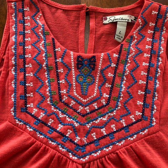 Speechless Coral Embroidery Accent Tank Top - Picture 2 of 5